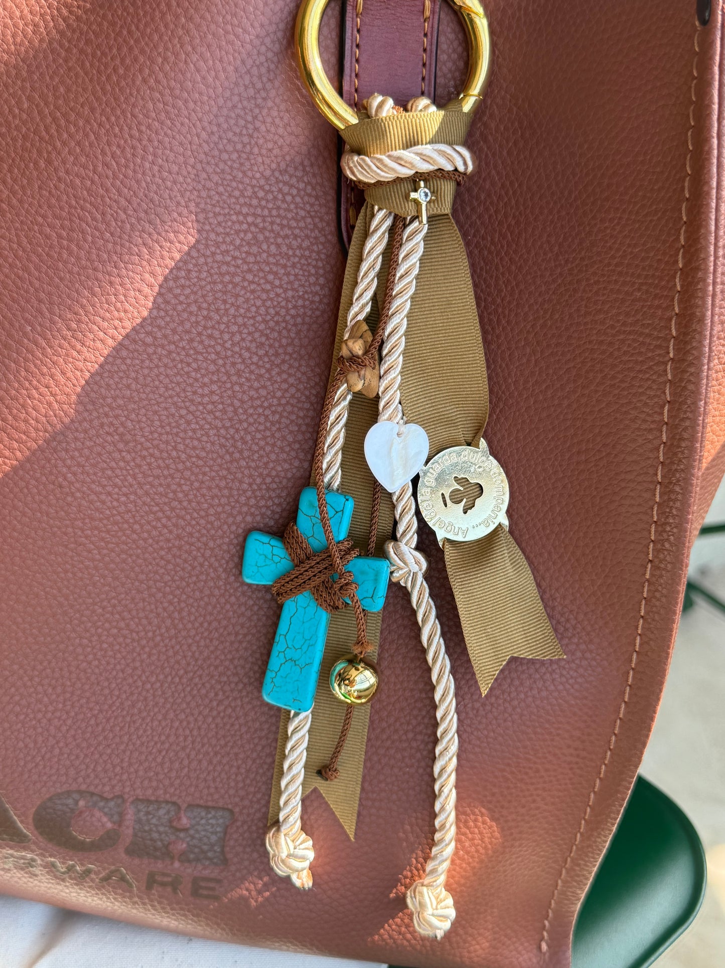 Turquoise Cross bag charm
